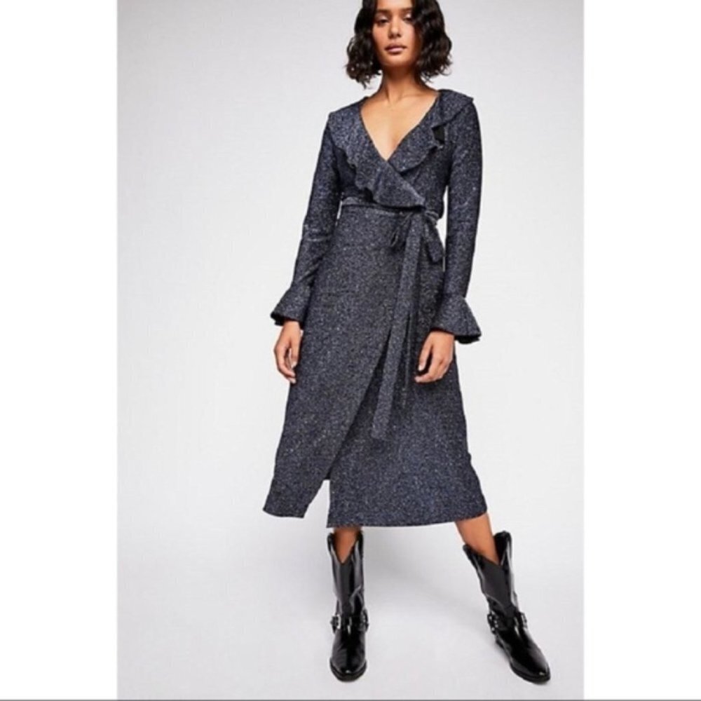 ✨✨Free People Shimmer Midi Wrap Dress
